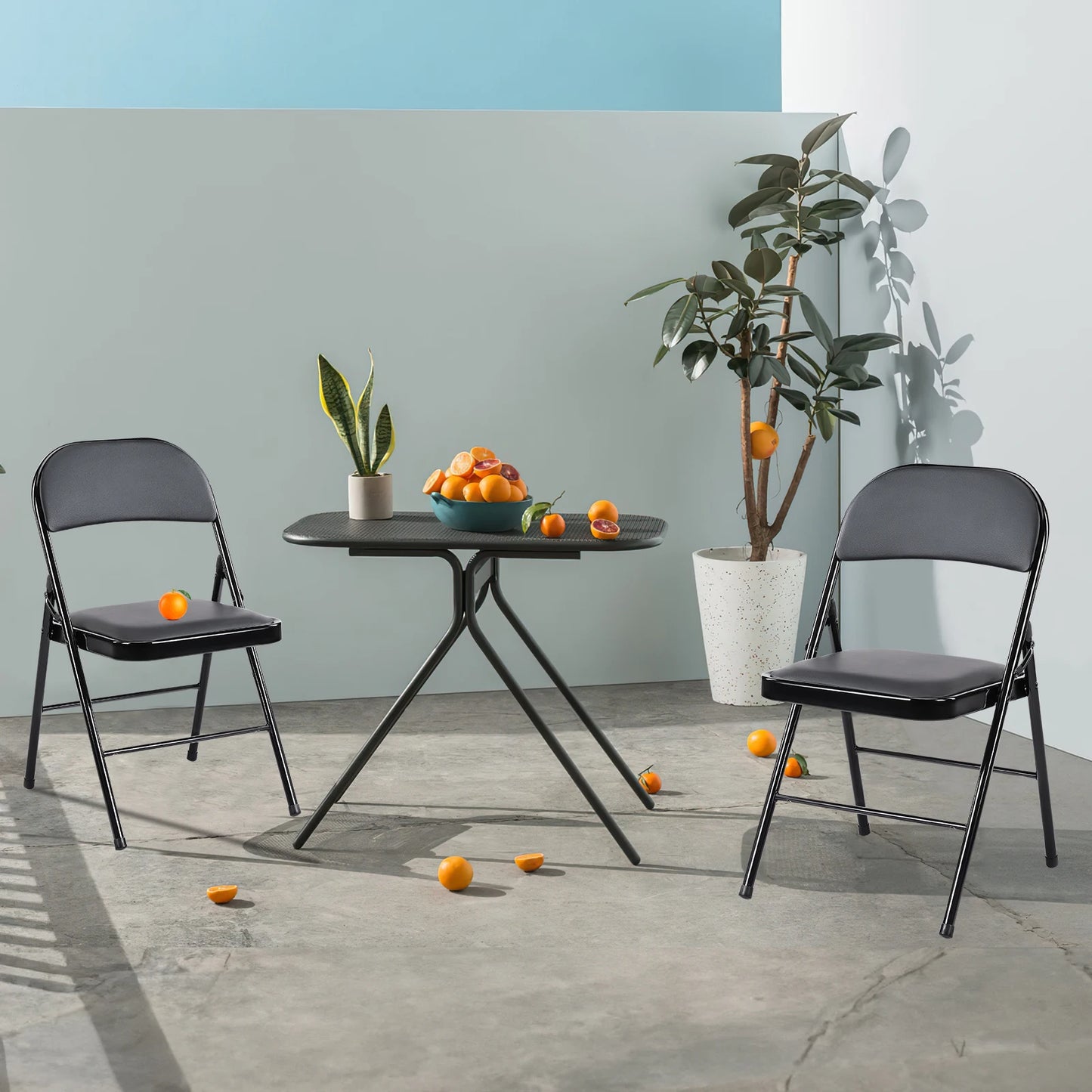 JHK Leather Padded Folding Chair 4-Pack – Sturdy Metal Frame, Comfortable Design for Home, Office, or Outdoor Use