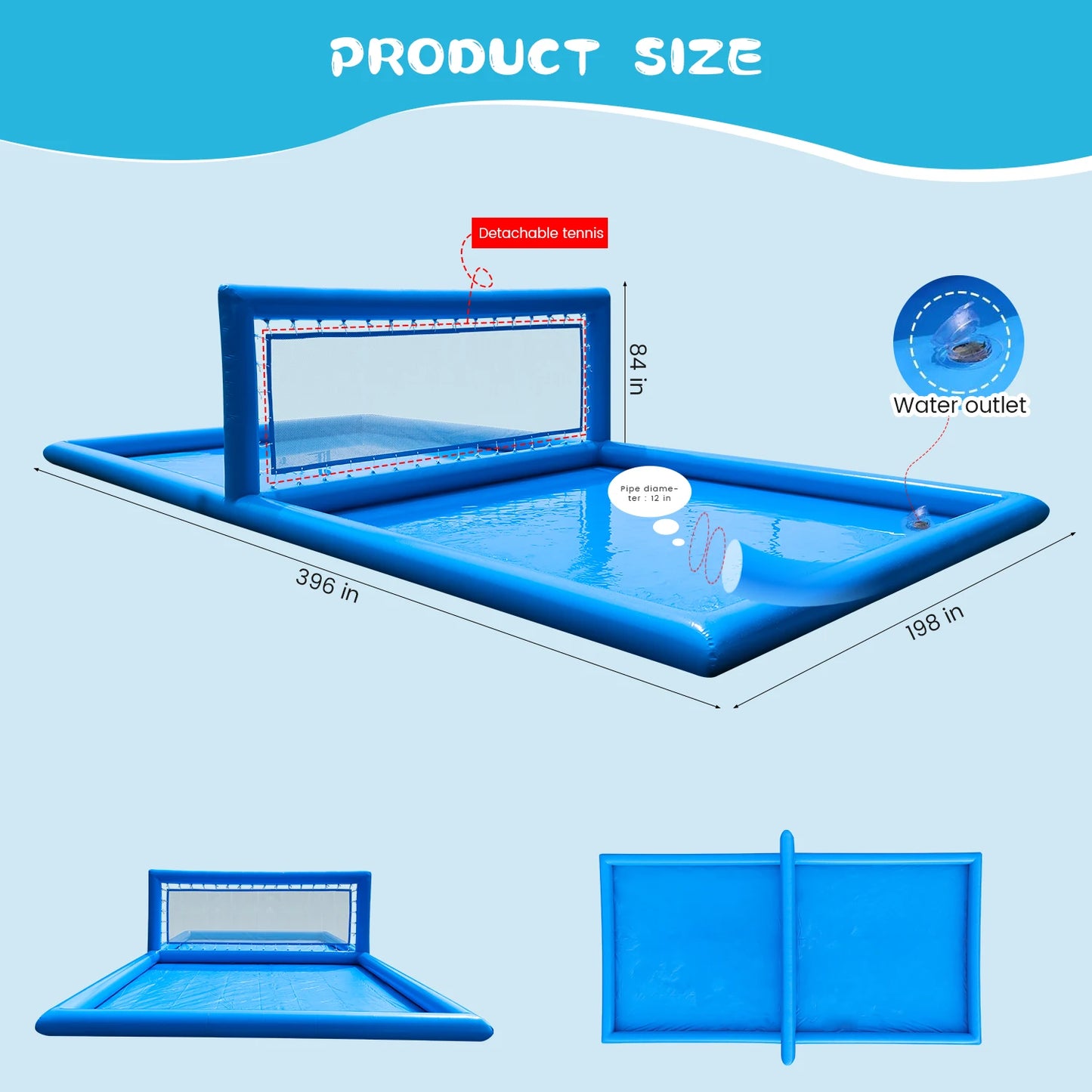 Inflatable Outdoor Volleyball Court for Family Fun – Portable 10x5x2.1m with 800W Air Blower, Perfect for Kids & Adults
