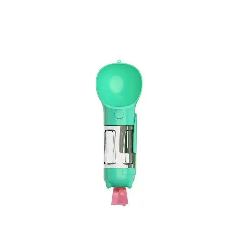 500ml 3-in-1 Pet Water & Food Dispenser – Leak-Proof Dog Water Bottle with Trash Bag Holder & Shovel for Outdoor Use