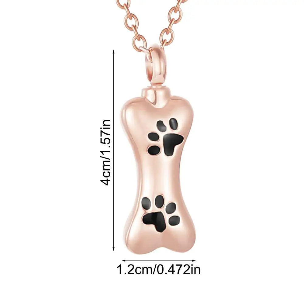 Stainless Steel Pet Cremation Jewelry – Dog Paw Print Urn Necklace Ash Holder Memorial Pendant for Women & Men