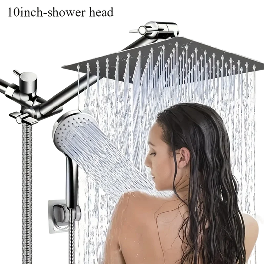 Chrome-Plated Concealed Stainless Steel Shower Set with Pressurized Top Spray & Extended Lever Arm – Bathroom Toilet Spray Kit