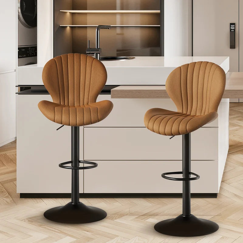 2-Piece Luxury Modern Adjustable Living Room & Dining Chairs Set – Swivel Bar Stools with Soft Backrest for Kitchen & Home