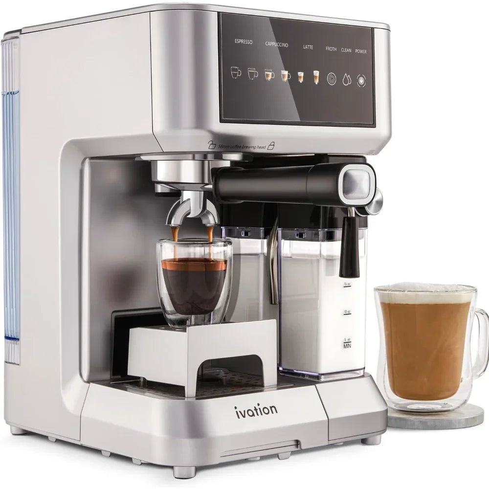 58mm Espresso Coffee Machine for Home – Single Serve Cappuccino & Espresso Maker with Milk Frother | Barista-Style Brewing