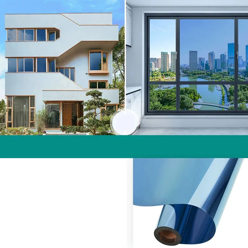 Household One-Way Mirror Window Film – Insulated Privacy & Sun Protection Glass Sticker for Home, Office, Balcony