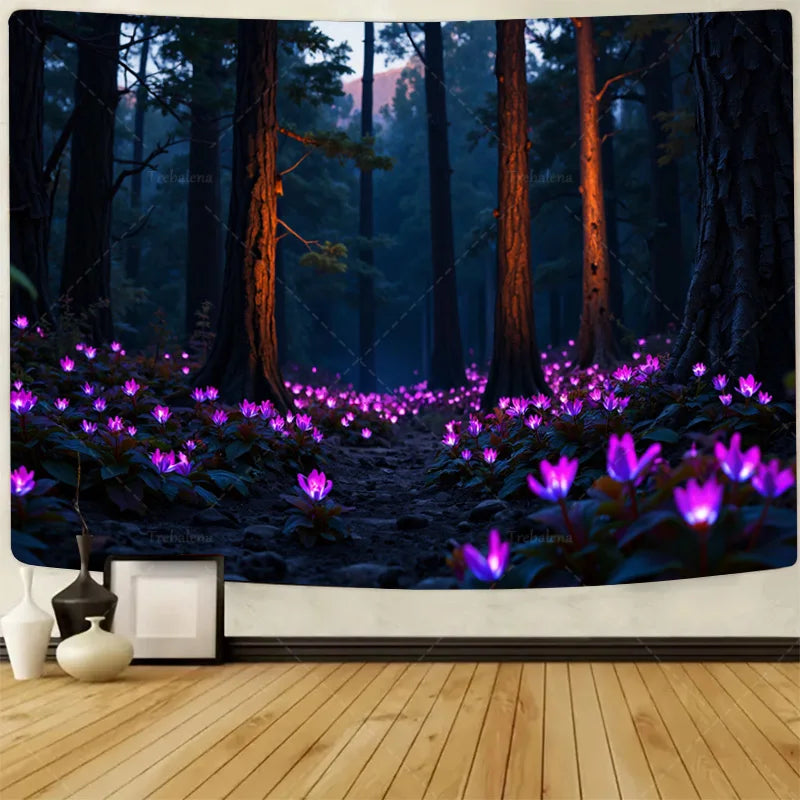 Autumn Forest Wall Tapestry – Bear & Fox Rustic Nature Wall Art for Living Room, Bedroom, Dorm, or Home