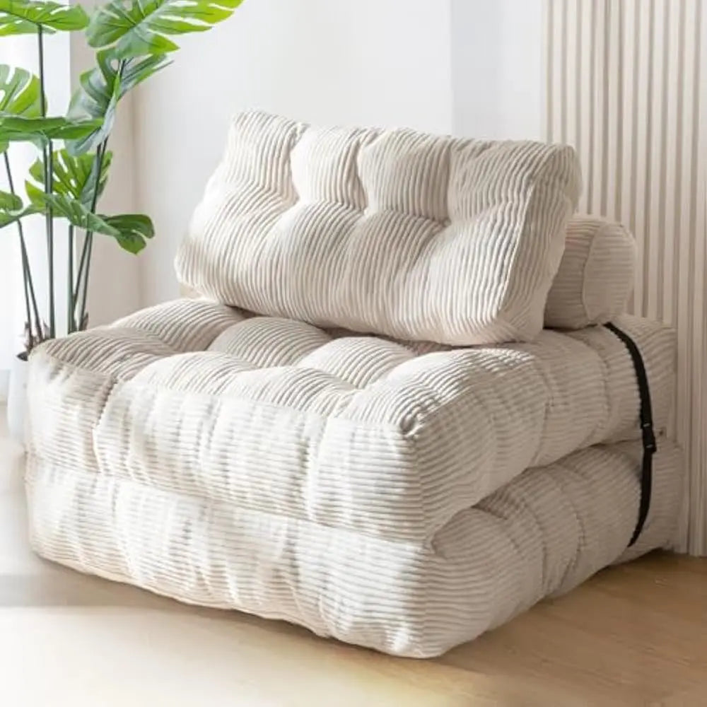 Folding Sofa Bed – Portable Sleeper Chair with Pillow & Mattress, Back Support, Comfy Floor Sofa Lounge