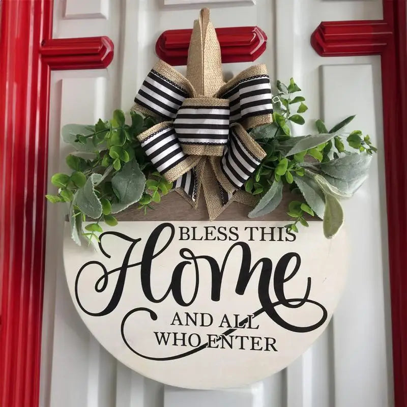 Wooden Wreath Pendant Welcome Sign
