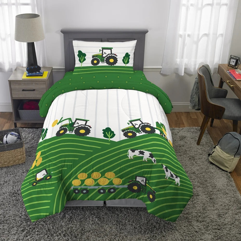 Kids Twin Bed Comforter Set – Reversible Microfiber Bedding with Character Print, Fitted & Flat Sheet, Pillowcase – Soft, Cozy & Easy Care