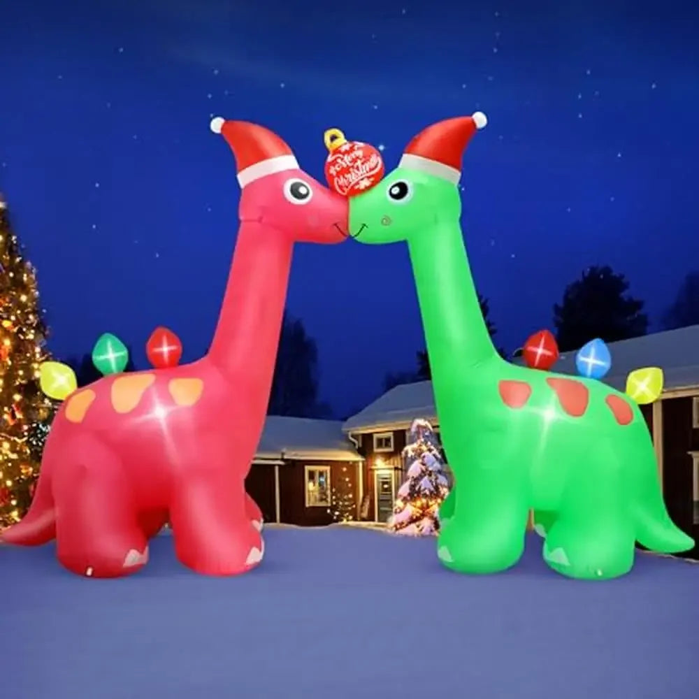 Christmas Inflatable Dinosaur Archway with LED Lights – Festive Outdoor Yard Decoration