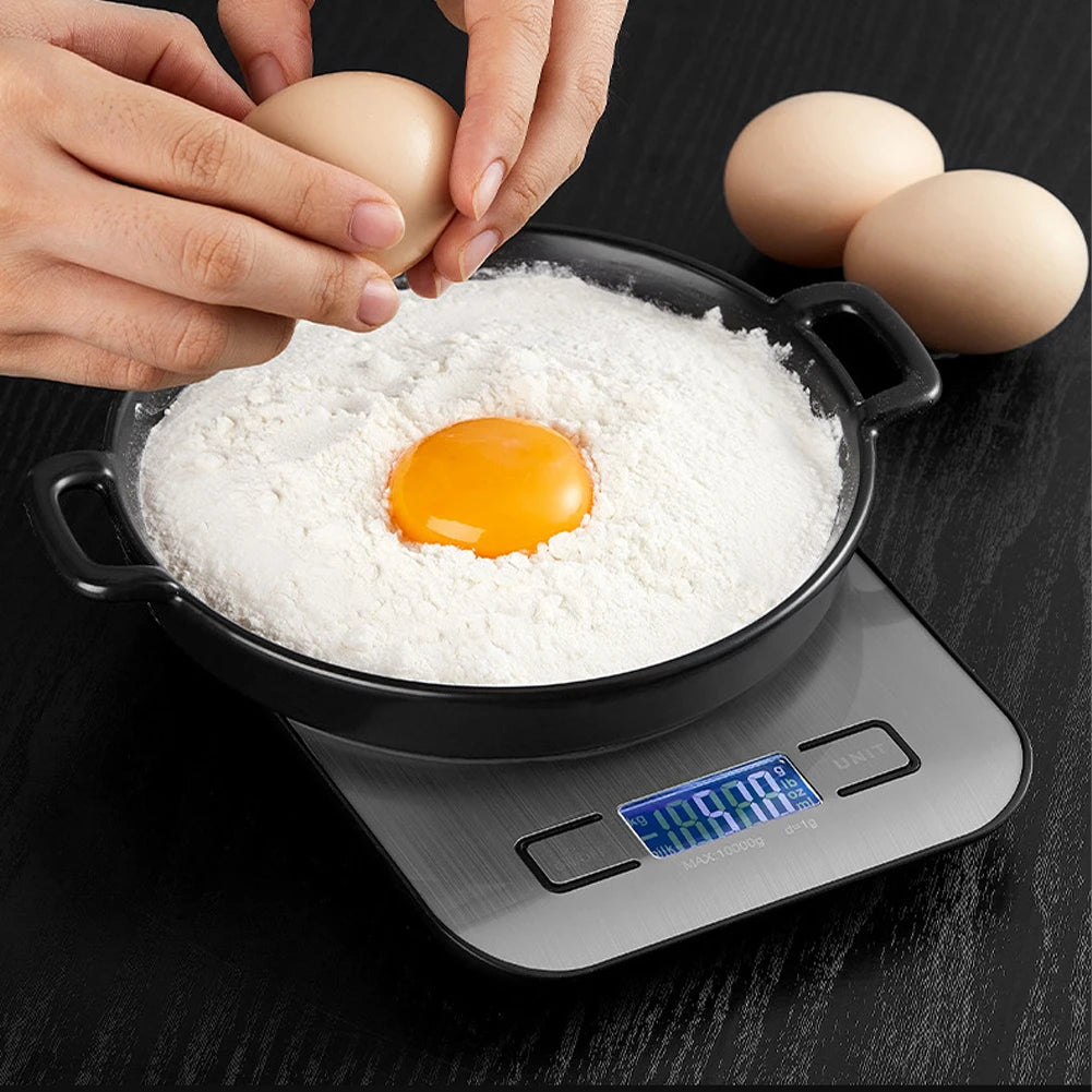 10kg Kitchen Digital Scale – USB Rechargeable Stainless Steel Electronic Scale with LCD Display for Food, Snacks, Baking & Jewelry