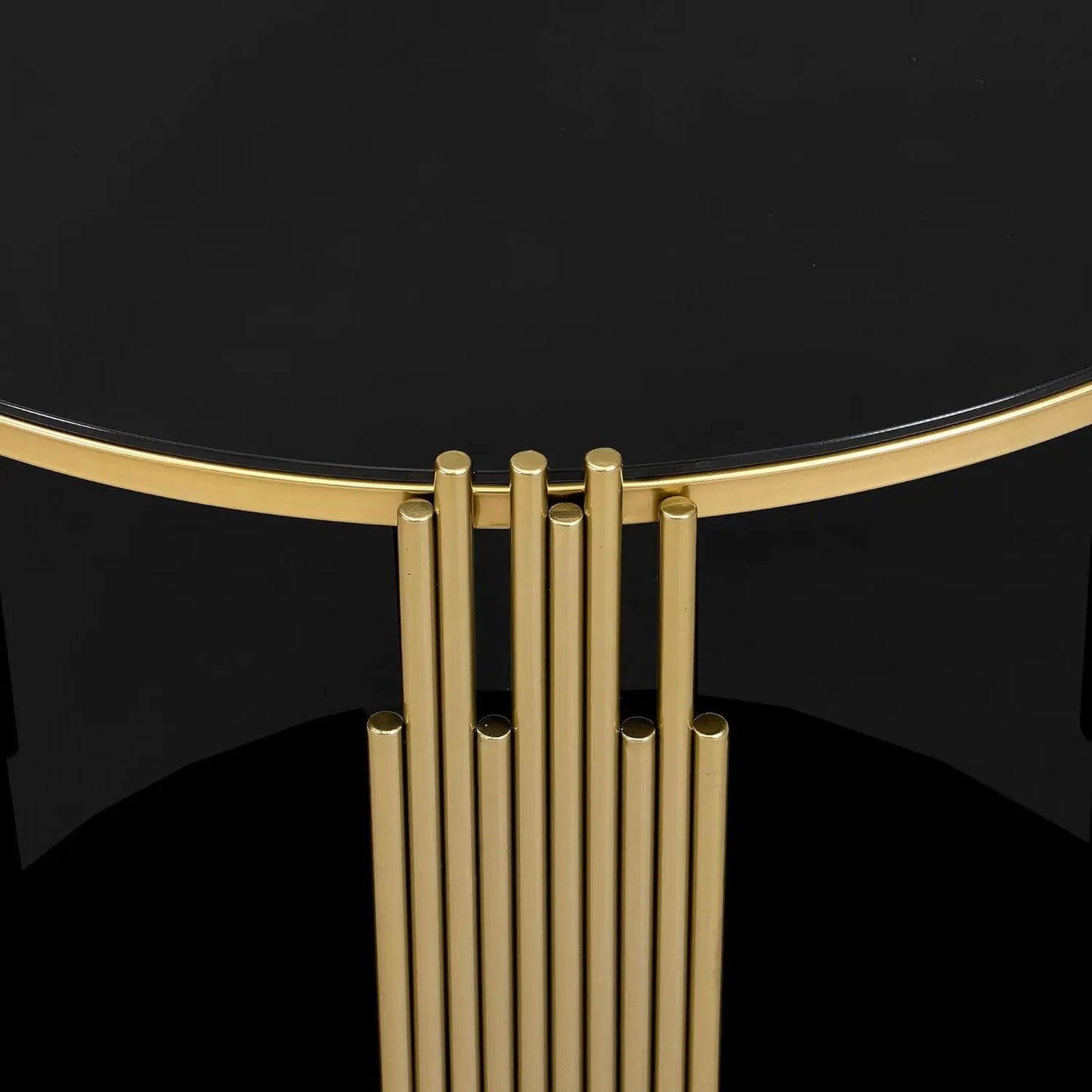 Black Round Modern Gold Glass Coffee Table