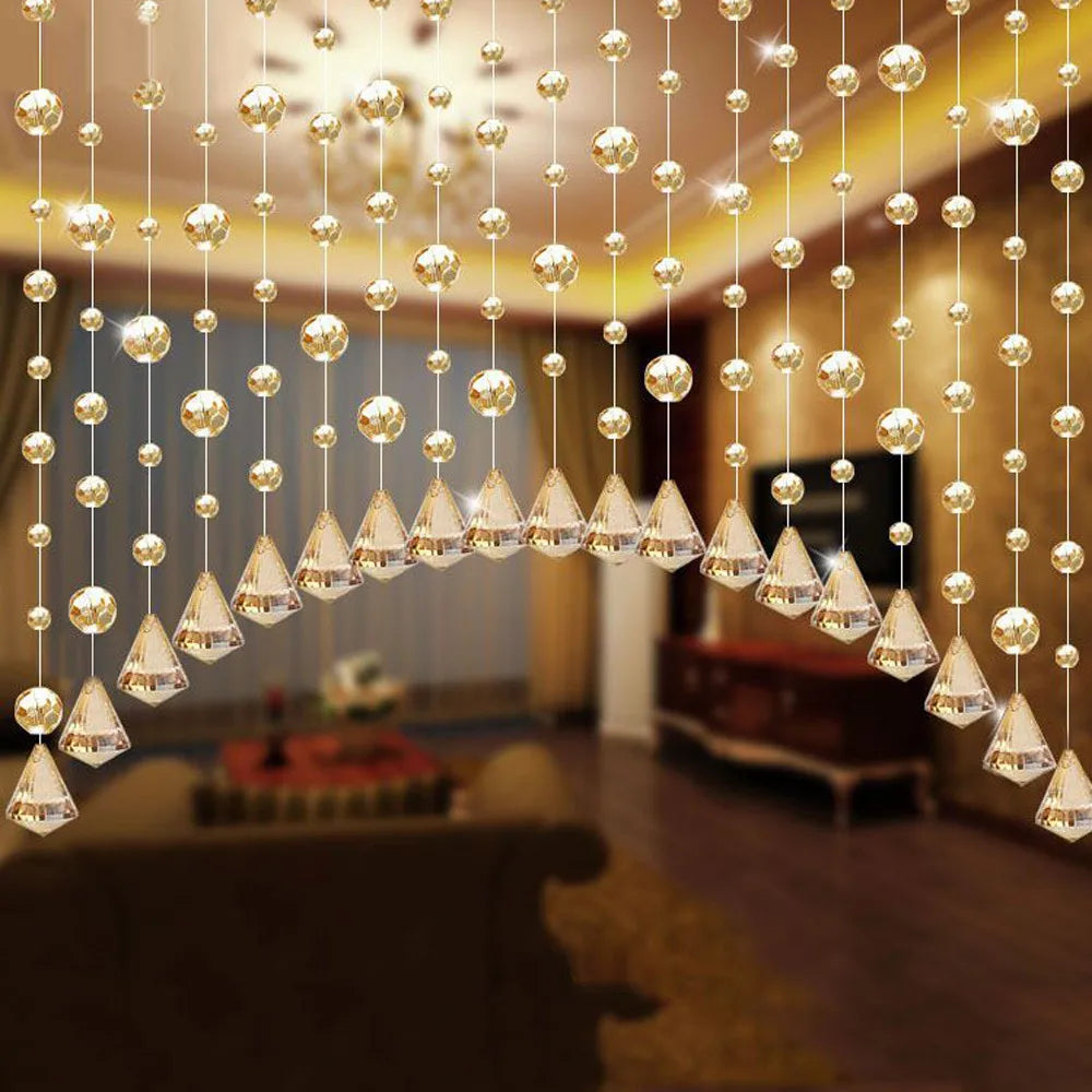 Luxury Crystal Glass Bead Curtain – Home Interior Decor & Wedding Backdrop – Sparkling Hanging Room Divider for Events & Background Decoration