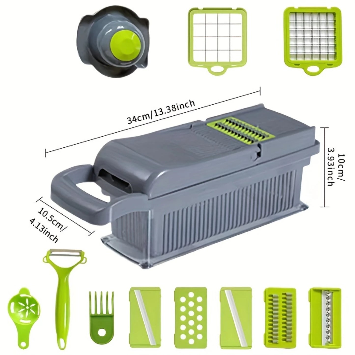 Multifunctional Vegetable Chopper & Fruit Slicer Set – Manual Food Cutter with Container, Efficient Onion Mincer & Potato Slicer