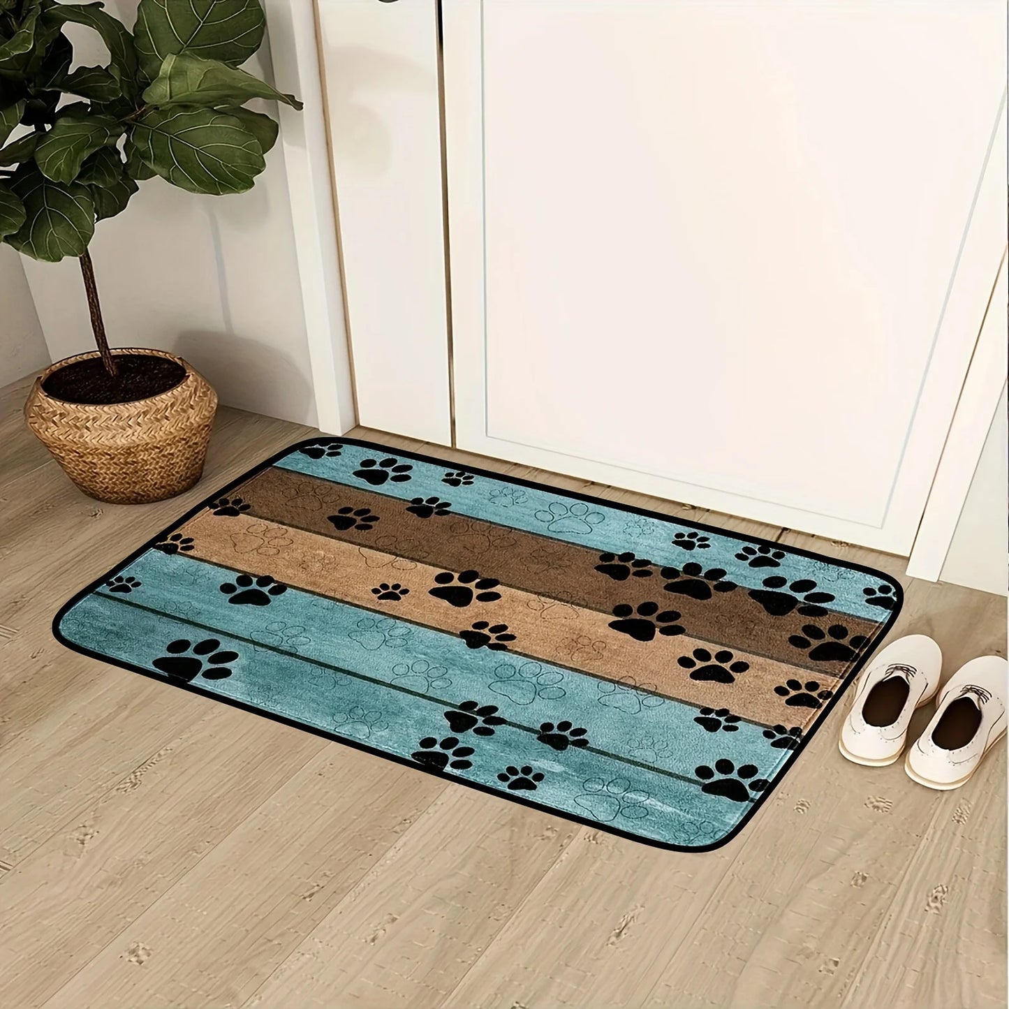 Pet Paw Prints Non-Slip Indoor Doormat - Absorbs Moisture And Dirt,  Quick Dry