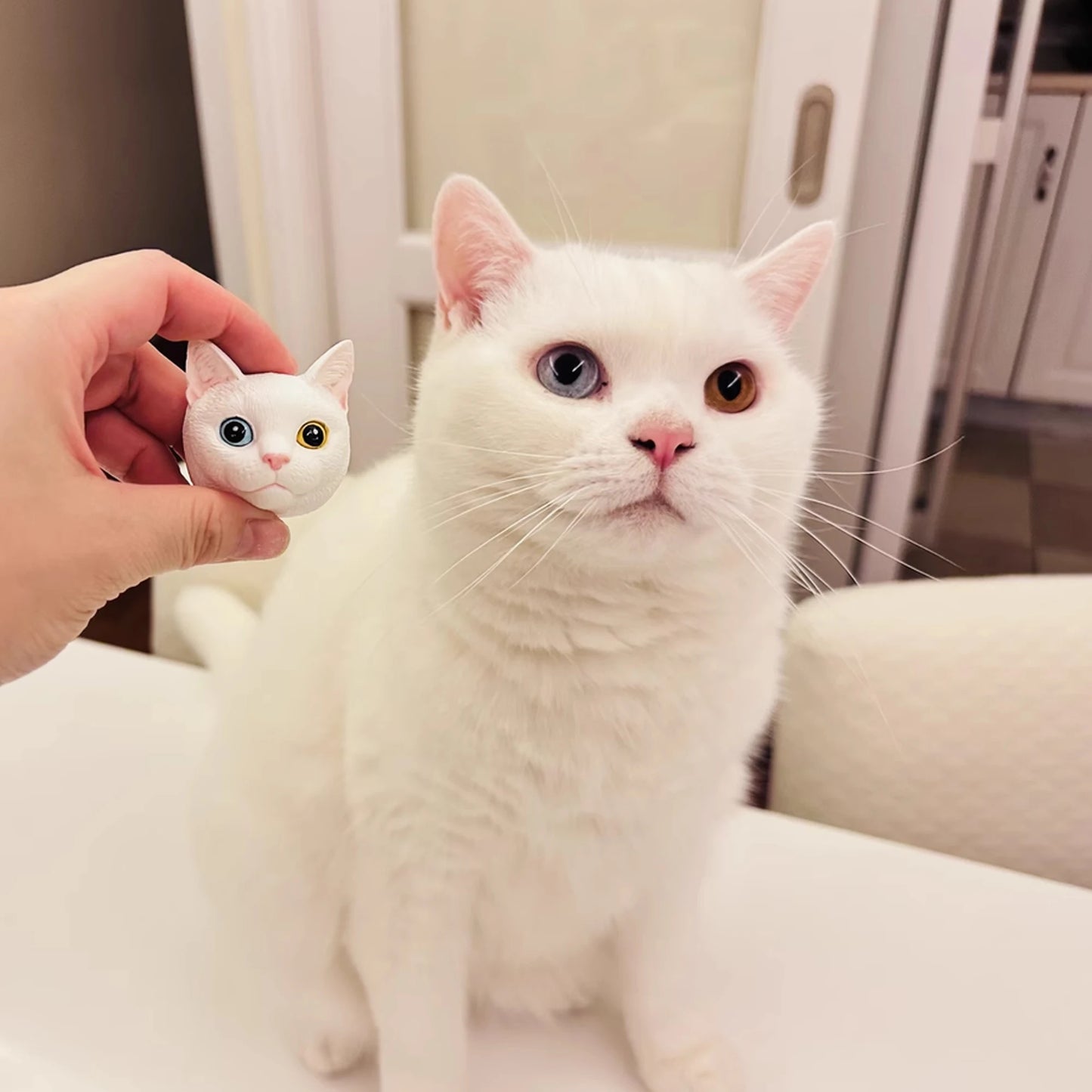 3D Dimensional Pet Cat Portrait Pet Customized Cat Keychain Fridge Magnets Dog Memorial Plaster Portrait Gift