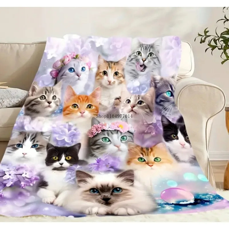 Cute Cat Blanket – Cozy Throw for Best Friends & Family, Perfect for Napping, Camping, Travel & Home Décor