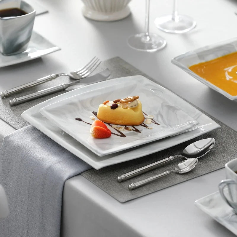 30PCS Marble Grey Porcelain Dinnerware Set