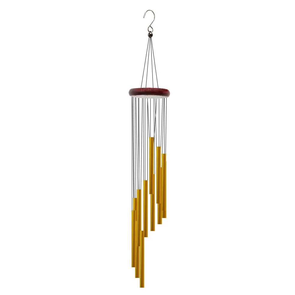 12-Tube Aluminum Alloy Wind Chimes with Hook – Gold/Silver Bells for Outdoor Garden, Home, Wedding, Party, or Memorial Gift