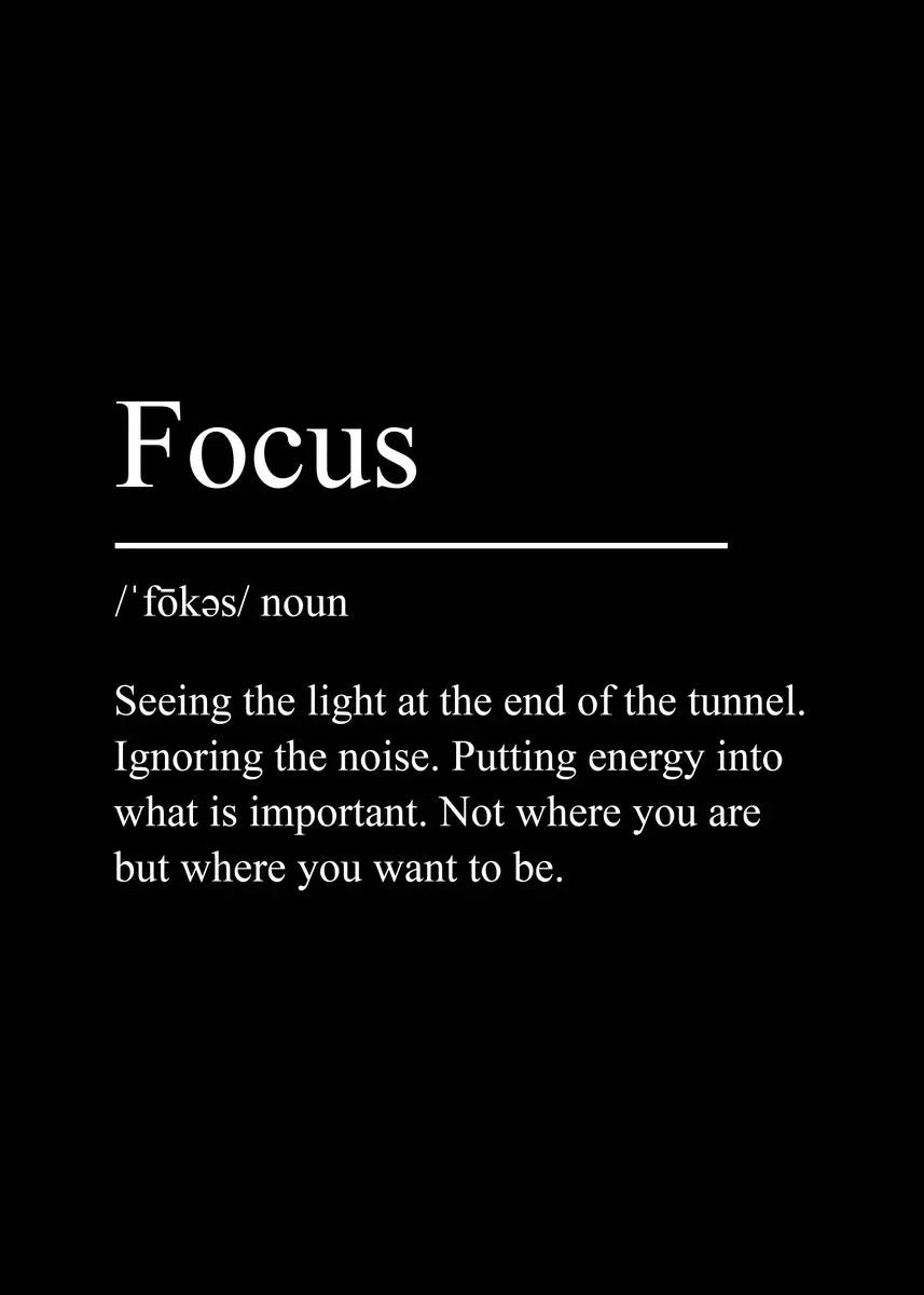 Black Minimalist Inspirational Phrases Poster – Success, Focus, Patience Definition Canvas Wall Art for Home & Office Decor