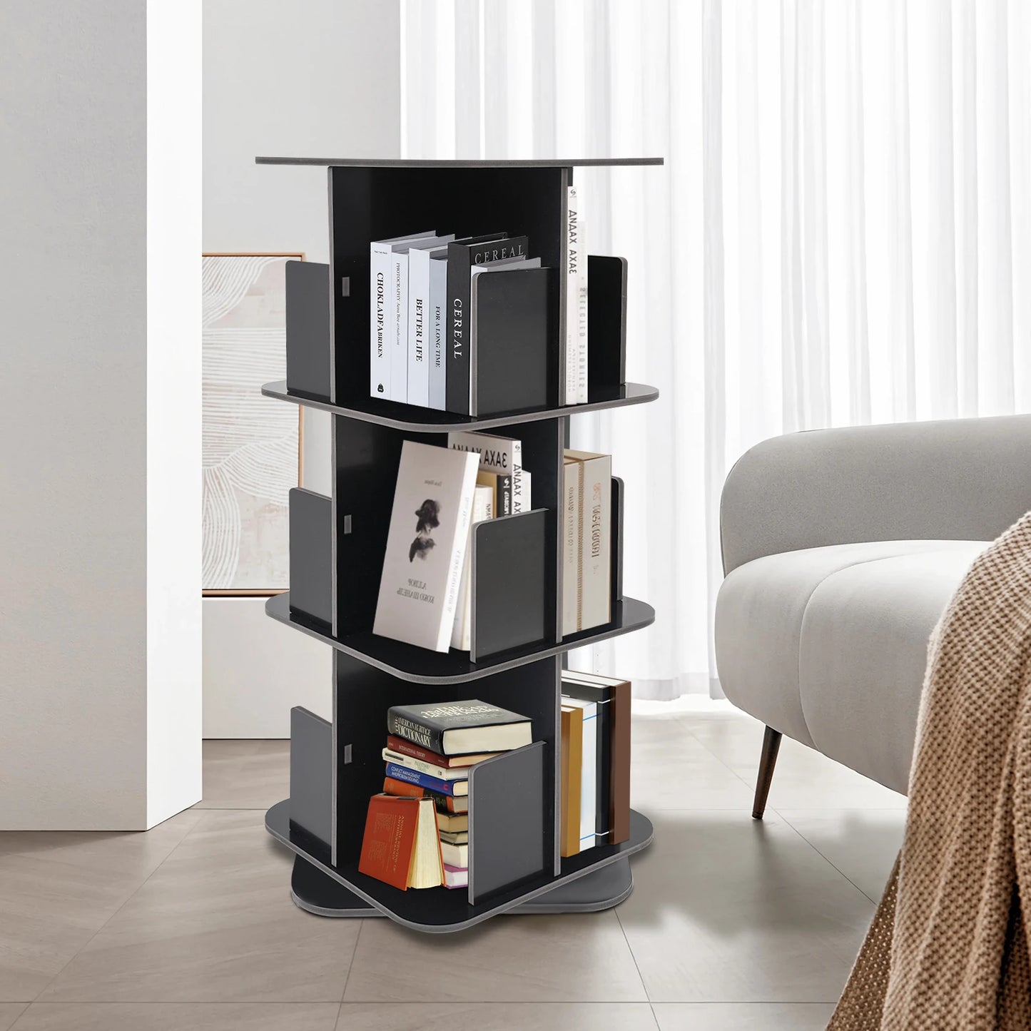 3 Tier  360° Rotating Standing Bookcase