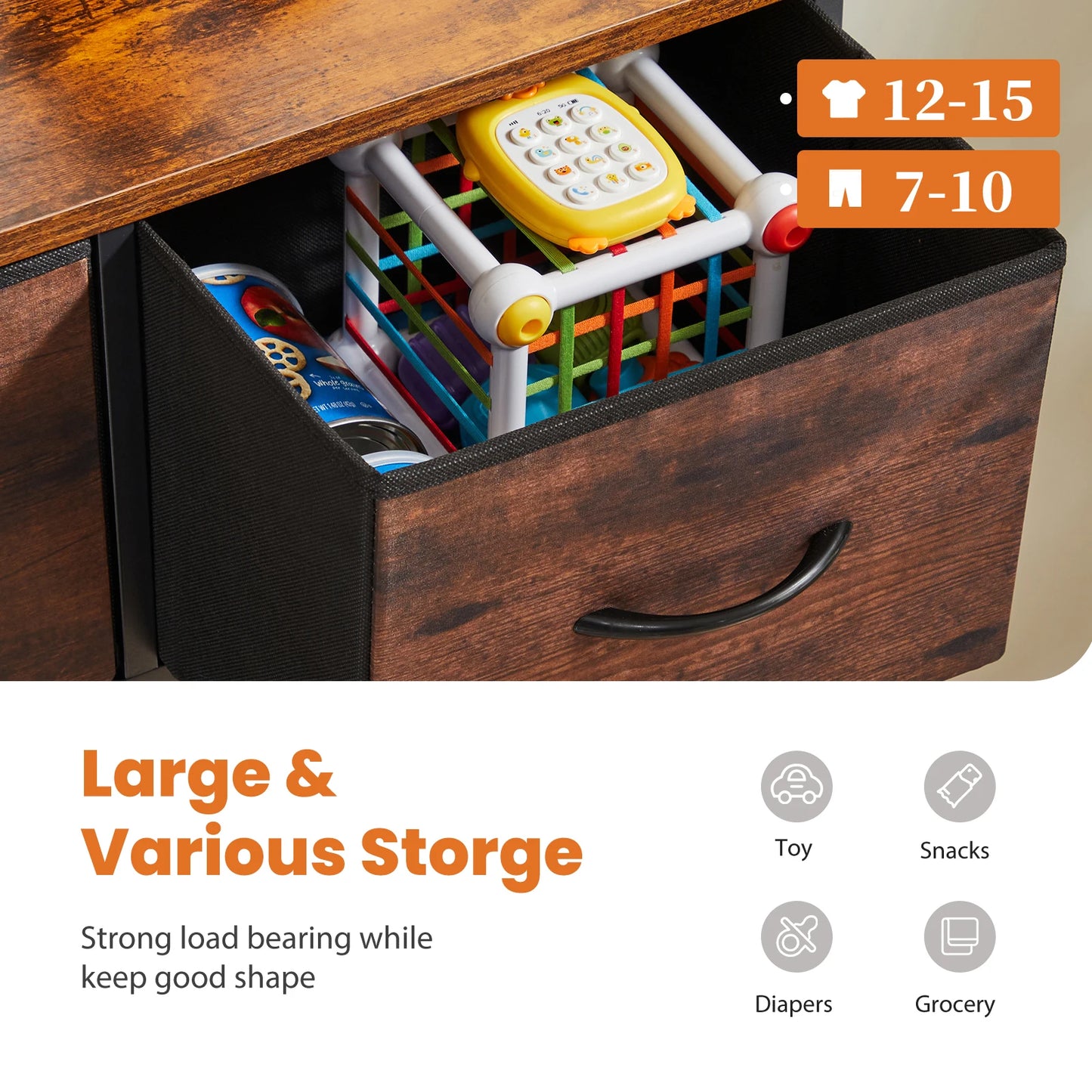 JHK Tall Dresser with 9 Fabric Storage Drawers — Bedroom Wardrobe Organizer for Adults & Kids