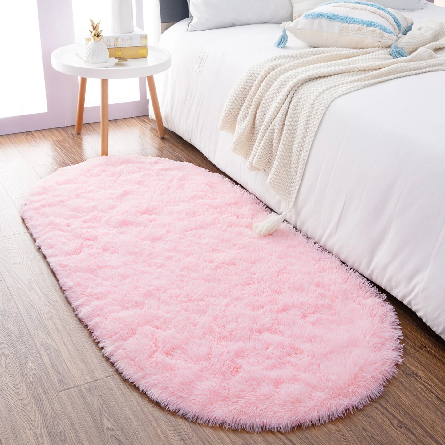Faux Fur Oval  Long Hair Area Rugs