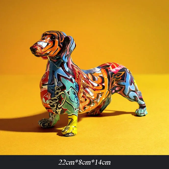 Creative  Home Modern Painted Colorful Dachshund Dog Decoration