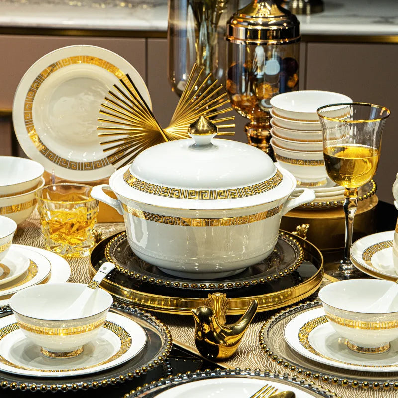 Fine Bone Gold China Dinnerware Sets