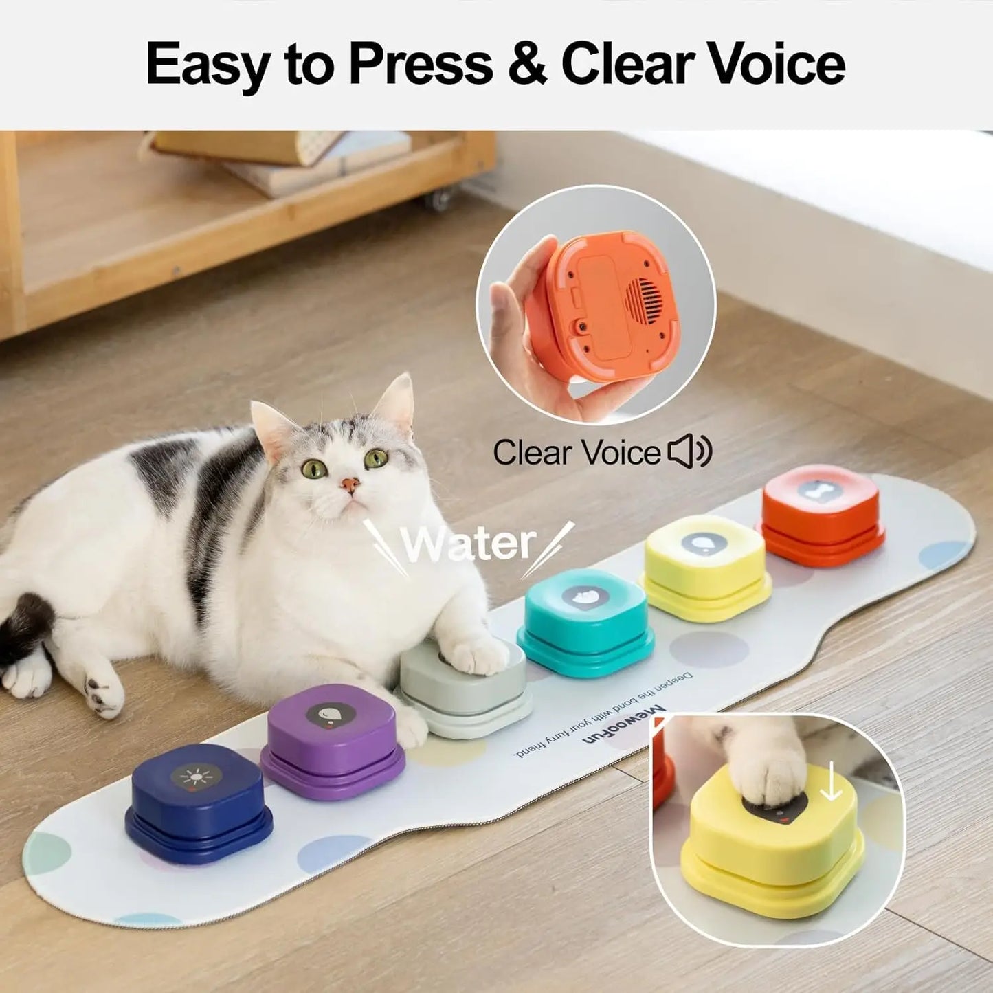 Mewoofun Dog Talking Buttons – 6-Pack Communication Training Set with Mat & Manual | Speech Buttons for Dogs to Talk, Recordable Dog Buttons for Communication