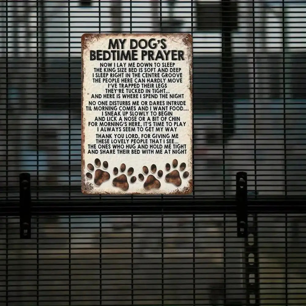 1PC "My Dog's Bedtime Prayer" Pet Tin Sign - Family Life Design For Pet Area & Home Decor, Dog Lover Gift
