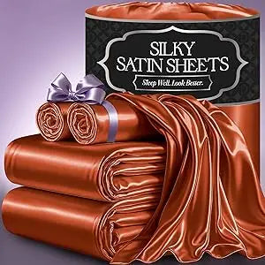 Satin Bed Sheets – 4-Piece Luxury Silky King Size Bedding Set, Softer Than Silk, Wrinkle-Free with 15” Deep Pocket Fitted Sheet