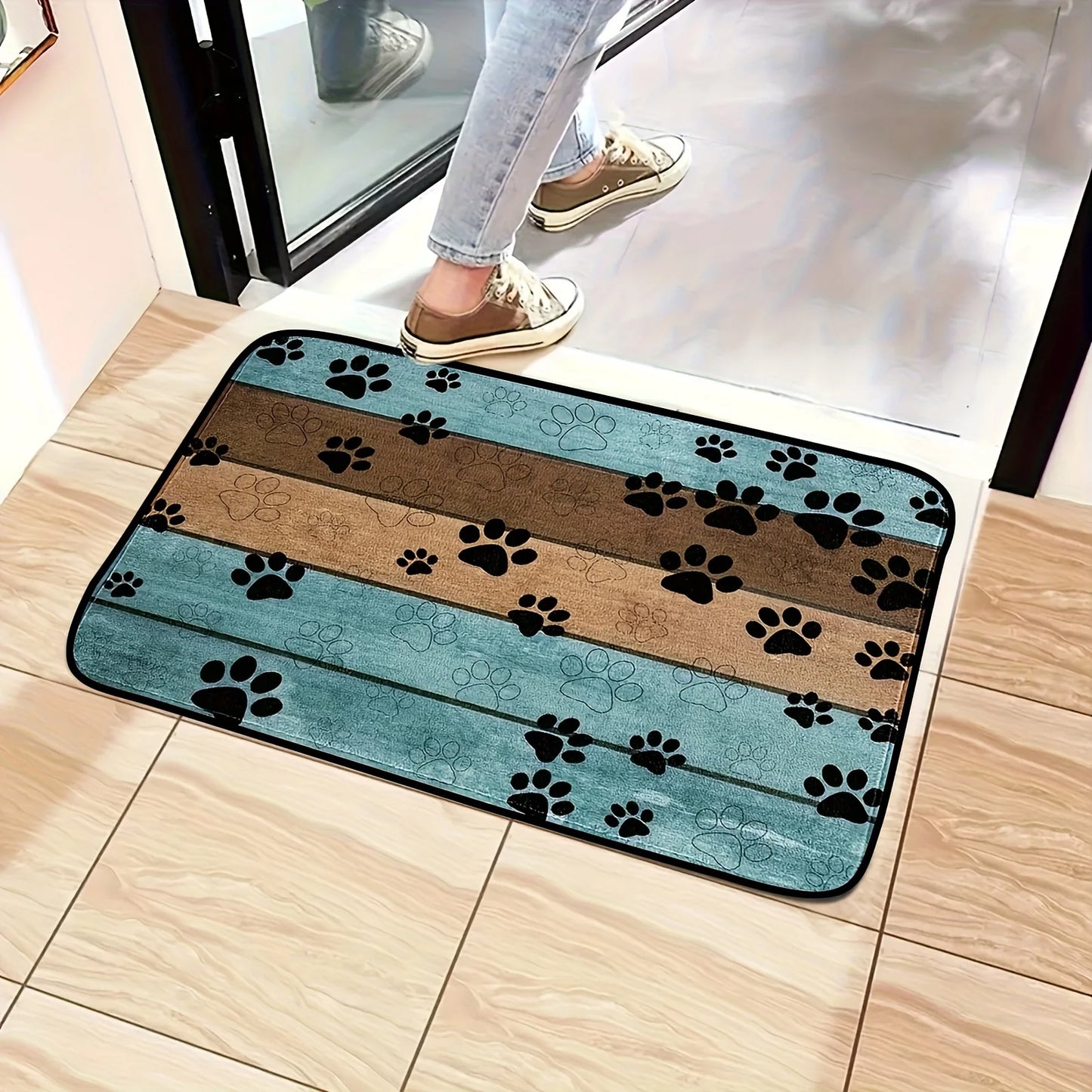 Pet Paw Prints Non-Slip Indoor Doormat - Absorbs Moisture And Dirt,  Quick Dry