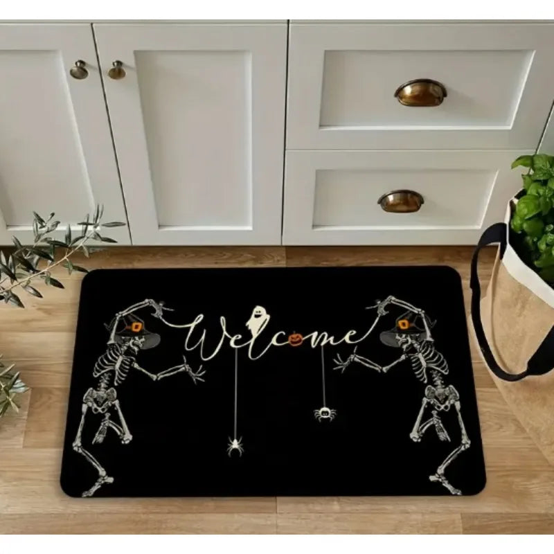Funny Halloween Skull Doormat – Outdoor Welcome Mat, Spooky Halloween Rug & Door Decoration