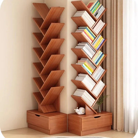 Standing Wooden Storage Rack Bookshelf