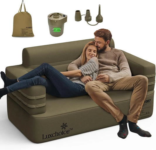 Multifunctional Inflatable Air Sofa with Built-In Pump – Portable Luxury Couch for Home, Camping, and Outdoor Use