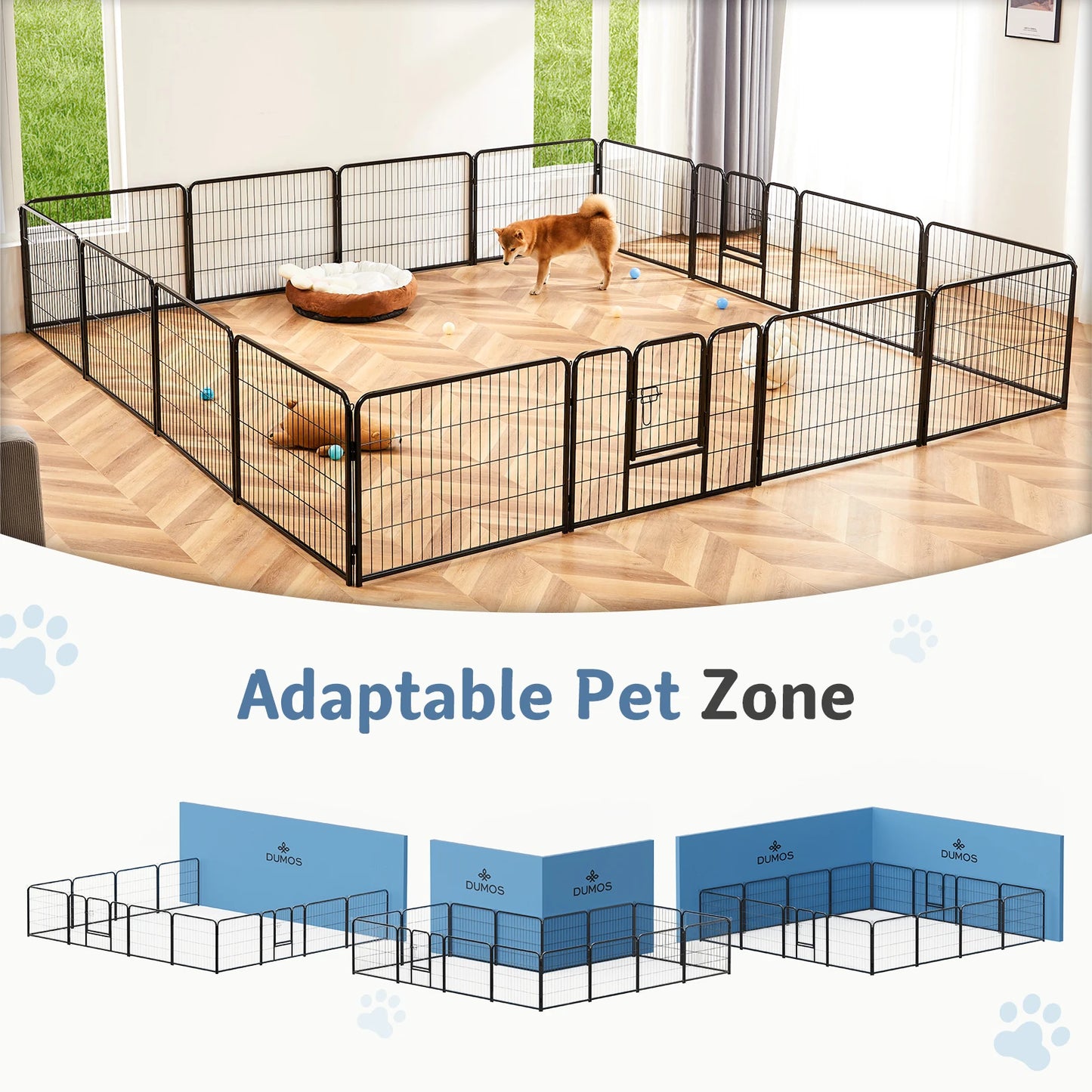 JHK 16-Panel Heavy Duty Dog Playpen – Indoor/Outdoor Metal Pet Fence with Gate, Portable Exercise Crate for Yard, Camping, or Home Use
