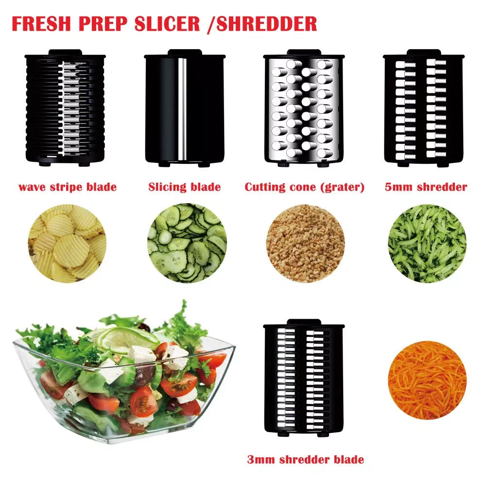 5-Blade Food Grater, Slicer, Shredder & Chopper Attachment Set – Compatible with KitchenAid Stand Mixers