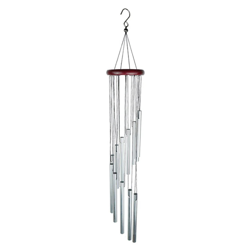 12-Tube Aluminum Alloy Wind Chimes with Hook – Gold/Silver Bells for Outdoor Garden, Home, Wedding, Party, or Memorial Gift