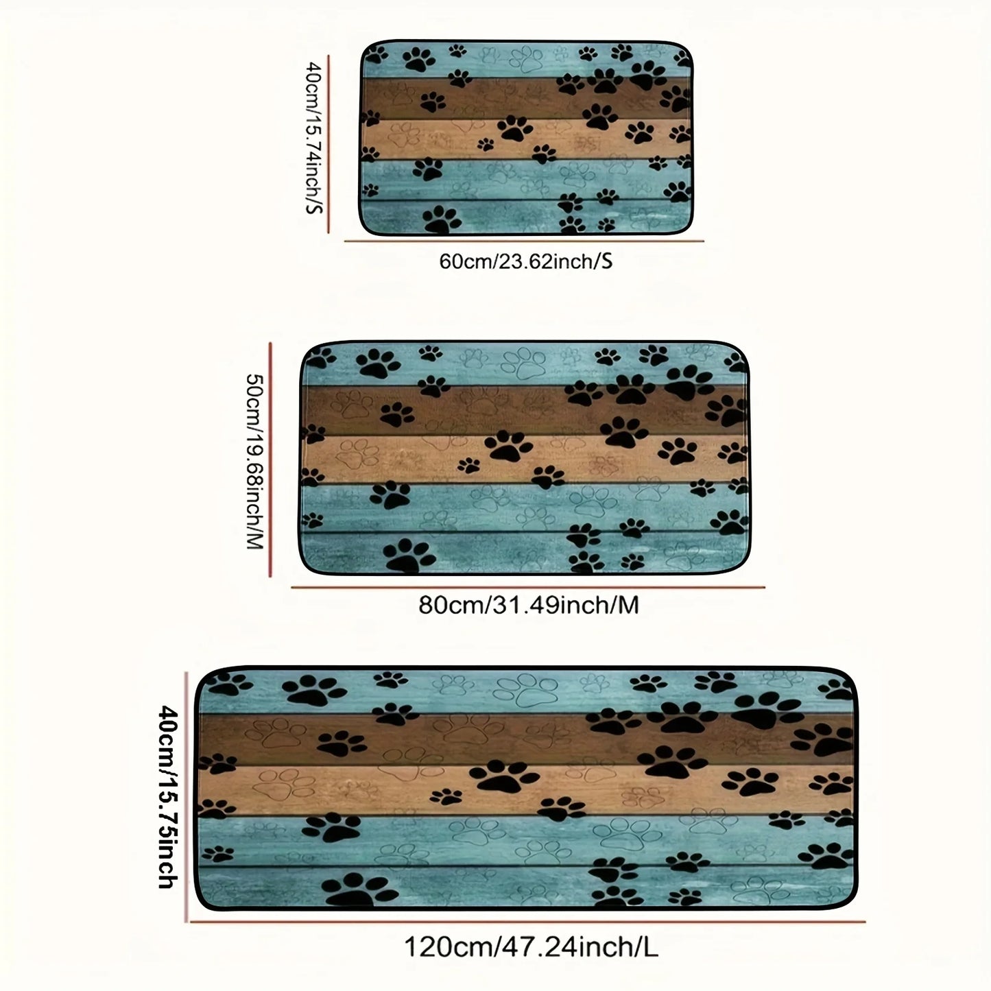Pet Paw Prints Non-Slip Indoor Doormat - Absorbs Moisture And Dirt,  Quick Dry