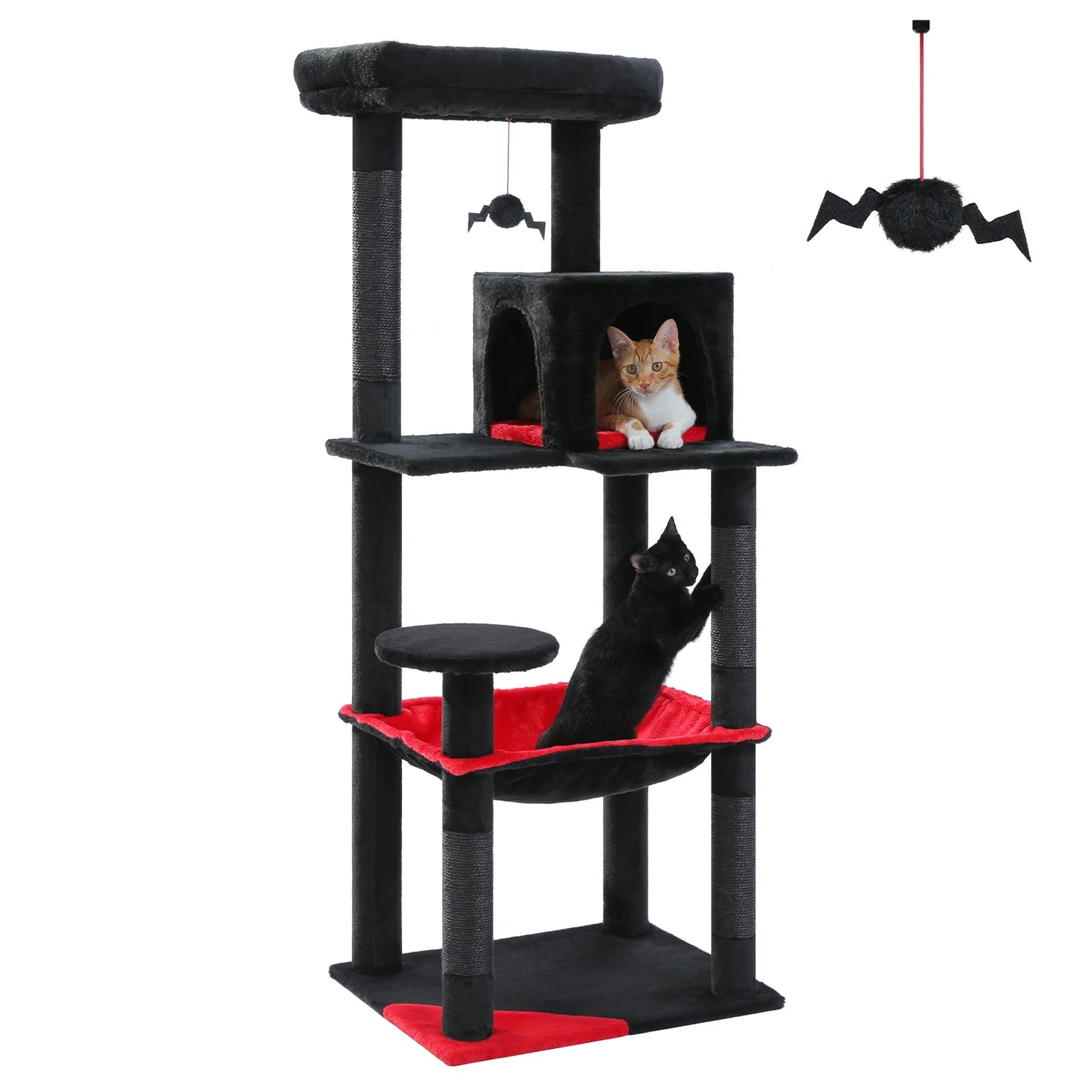 Gothic Elegance Cat Tree Tower – Tall Indoor Cat Condo with Super Large Hammock, Sisal Scratching Posts & Cozy Top Perch