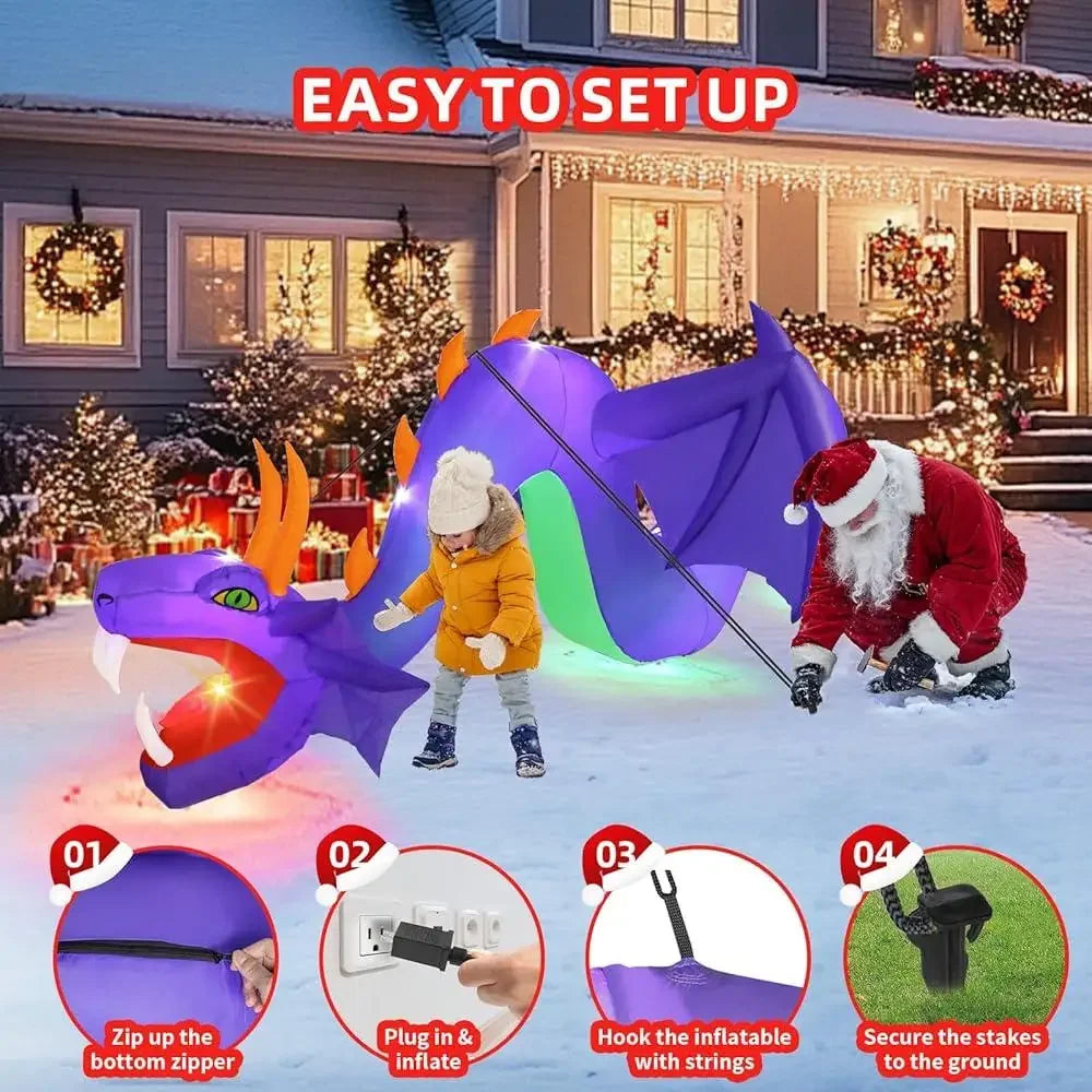 12FT Inflatable Dragon Yard Decor – Lighted Outdoor Decoration for Chinese New Year, Halloween & Christmas, Waterproof with Blower