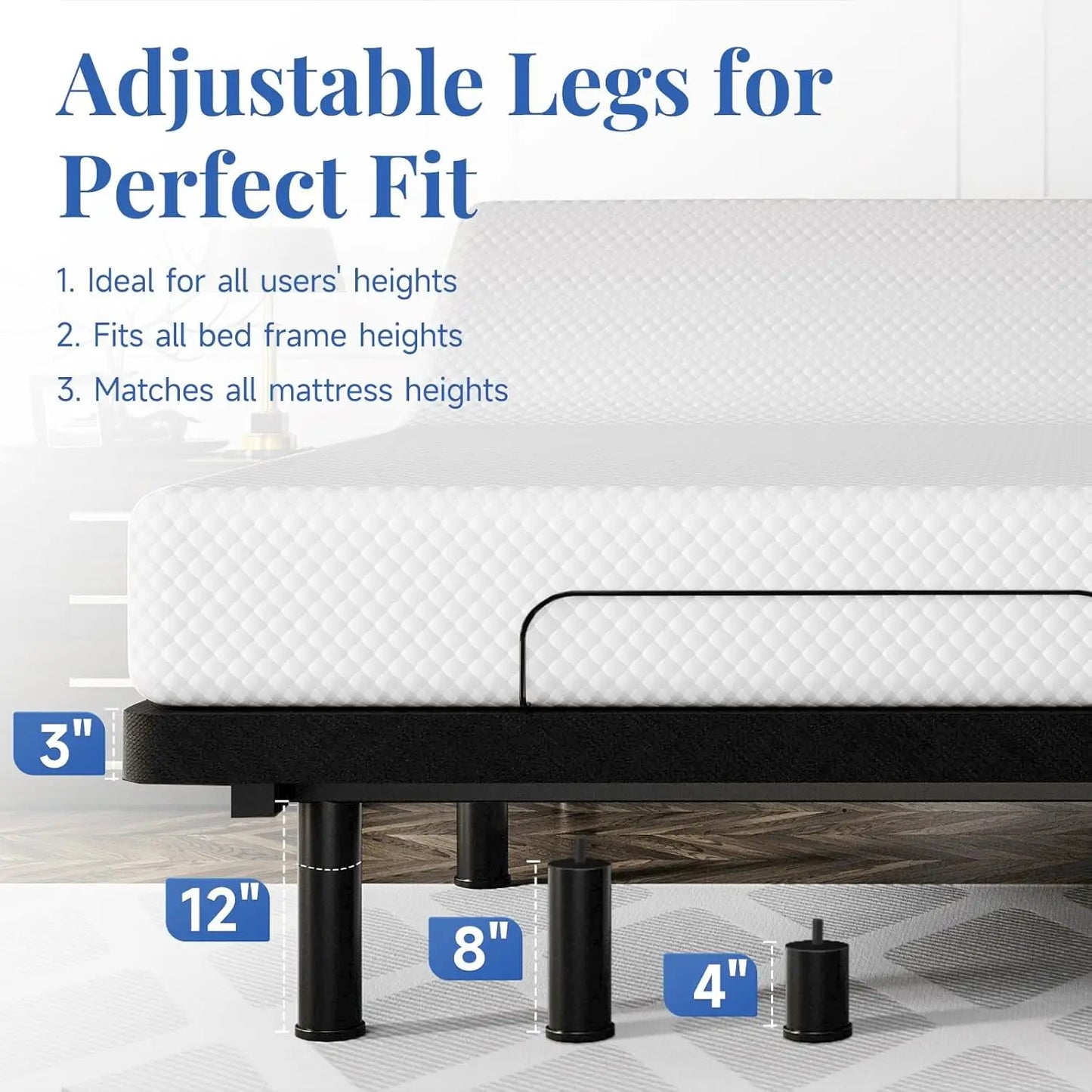 T600 Queen Size Adjustable Bed Frame with Remote & Massage – Electric Base with Zero Gravity, Dual USB Ports & Side Storage Pockets