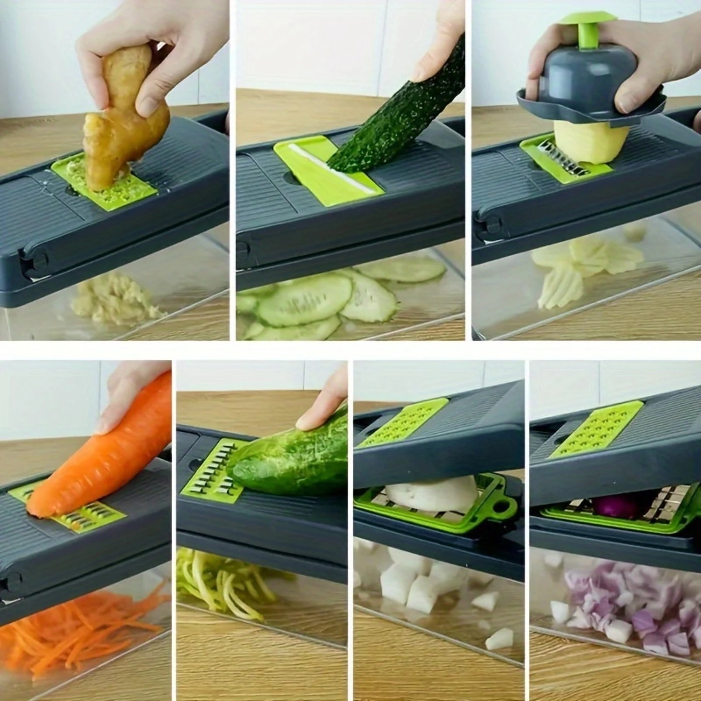 Multifunctional Vegetable Chopper & Fruit Slicer Set – Manual Food Cutter with Container, Efficient Onion Mincer & Potato Slicer