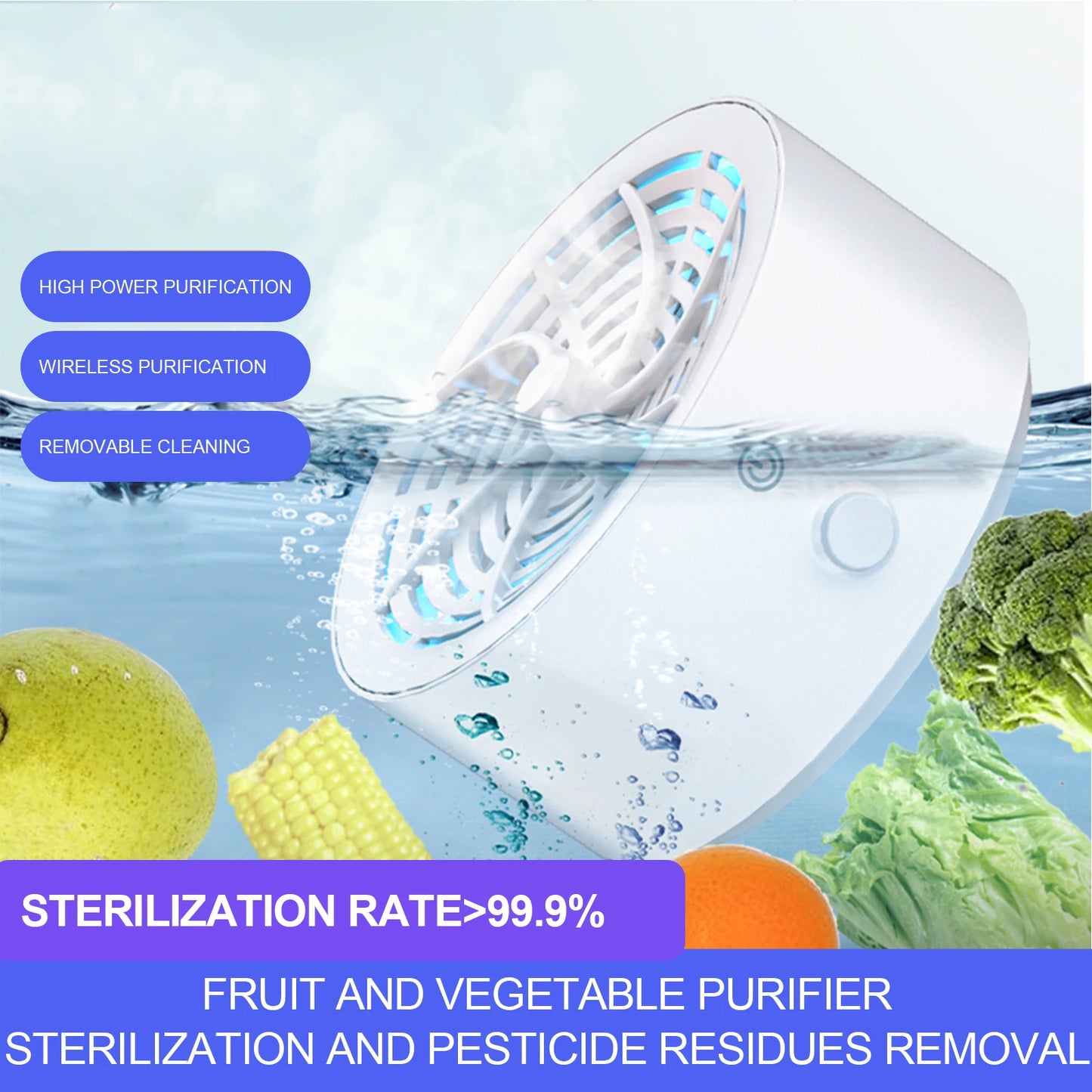 Mini Fruit & Vegetable Cleaning Machine – Portable IPX7 Waterproof Food Purifier for Household Use