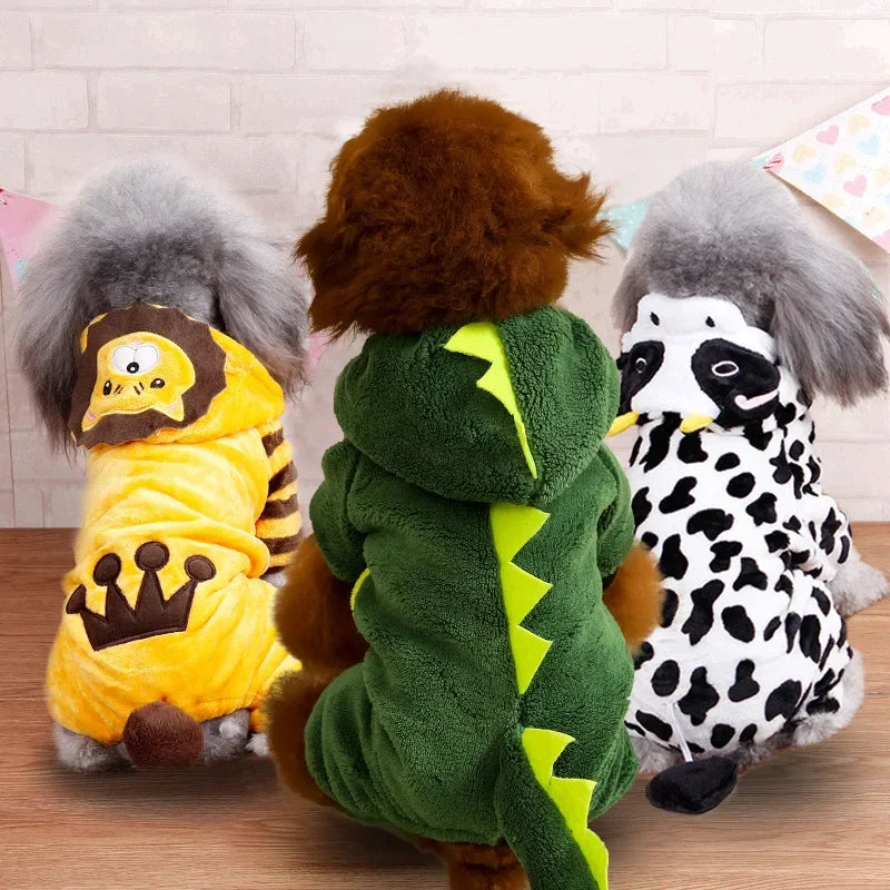 Soft Fleece Dog Jumpsuit – Warm Pet Hoodie for Small Dogs & Cats (Chihuahua, Yorkie, Puppy)