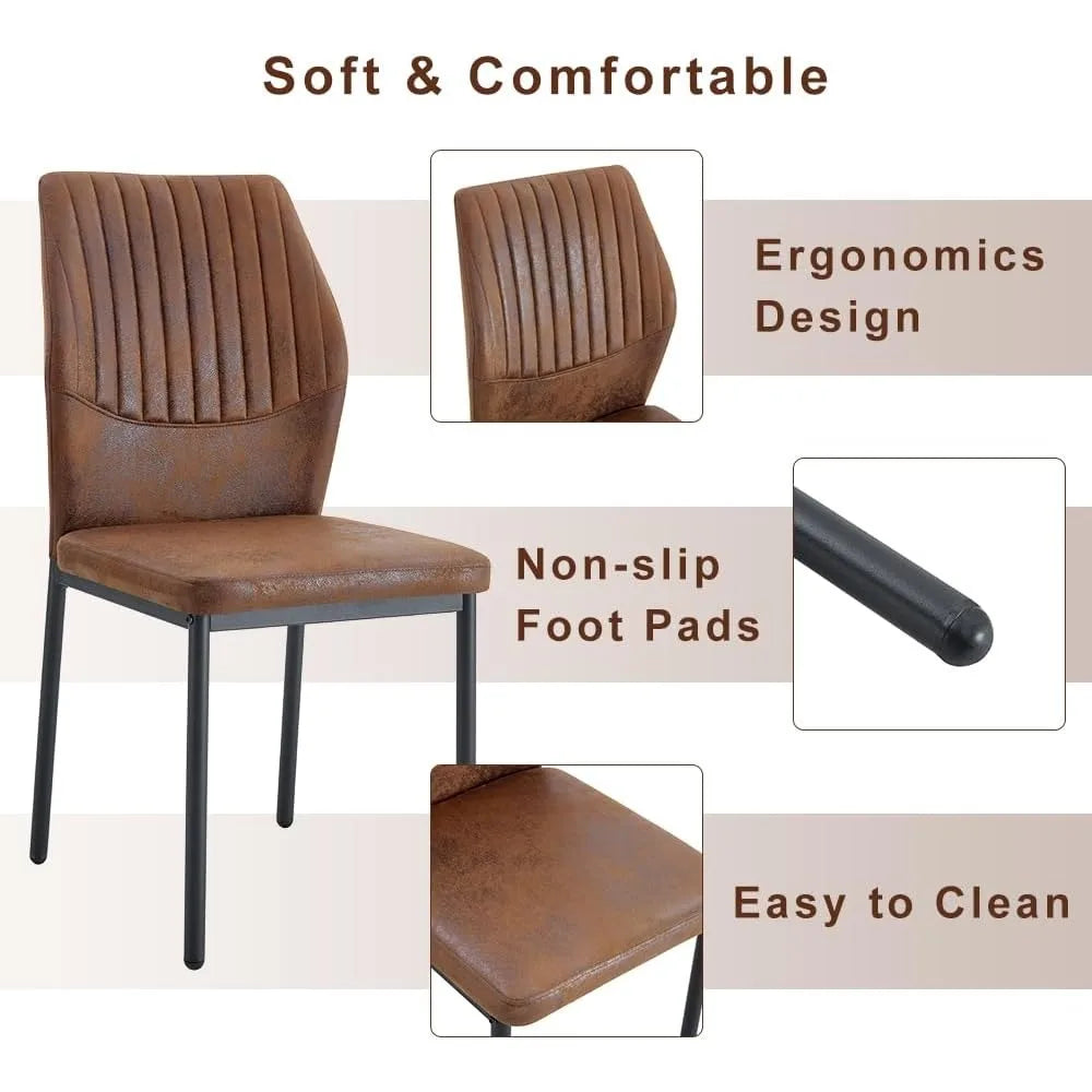 64.5" Modern Farmhouse Dining Table Set for 6 – Wood Dining Table with Decorative Pedestal Legs & 6 Cushioned Chairs