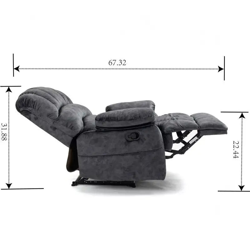 Large Manual Recliner Chair in Fabric – American-Style Lazy Reclining Chair for Adults, Comfortable Living Room Lounge Seat