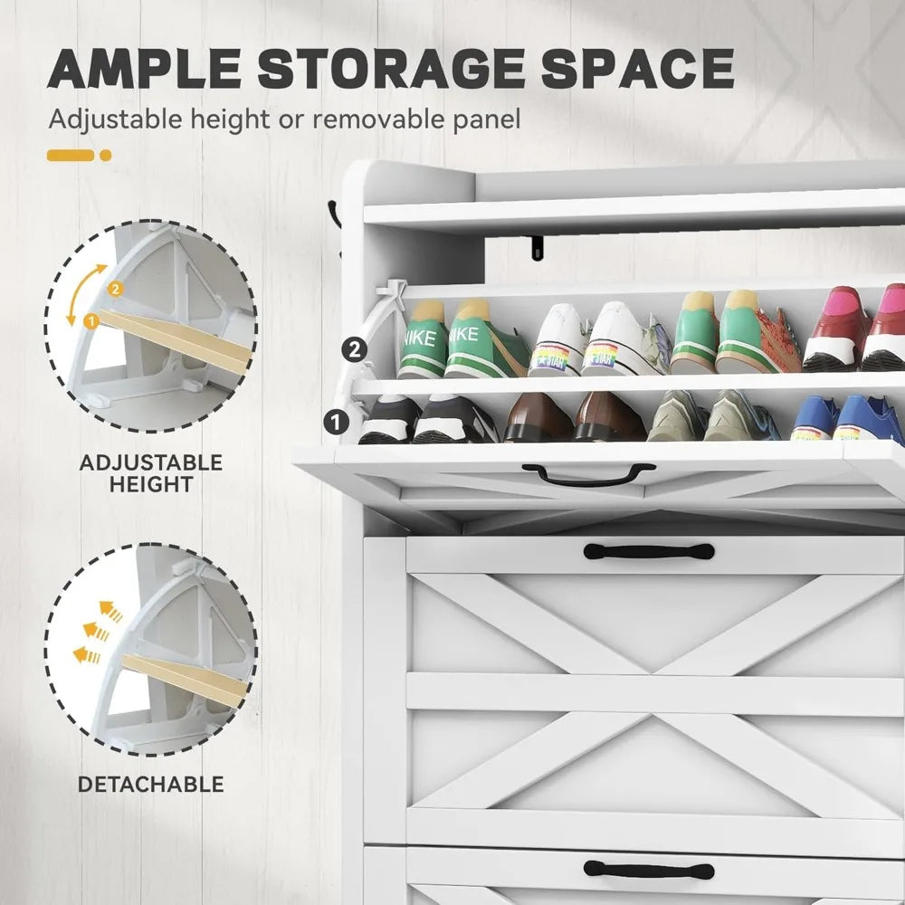 Shoe Storage Cabinet with Flip Drawers