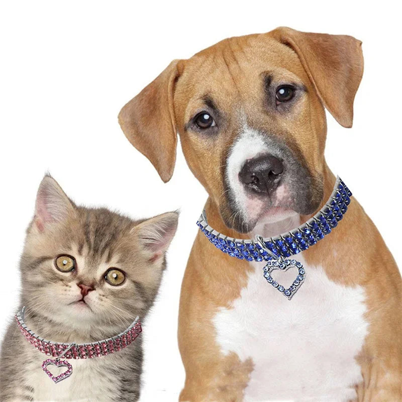 Bling Rhinestone Dog Collar & Leash Set – Crystal Pet Collar for Small & Medium Dogs – Pink Sparkly Chihuahua Accessories (S/M/L)