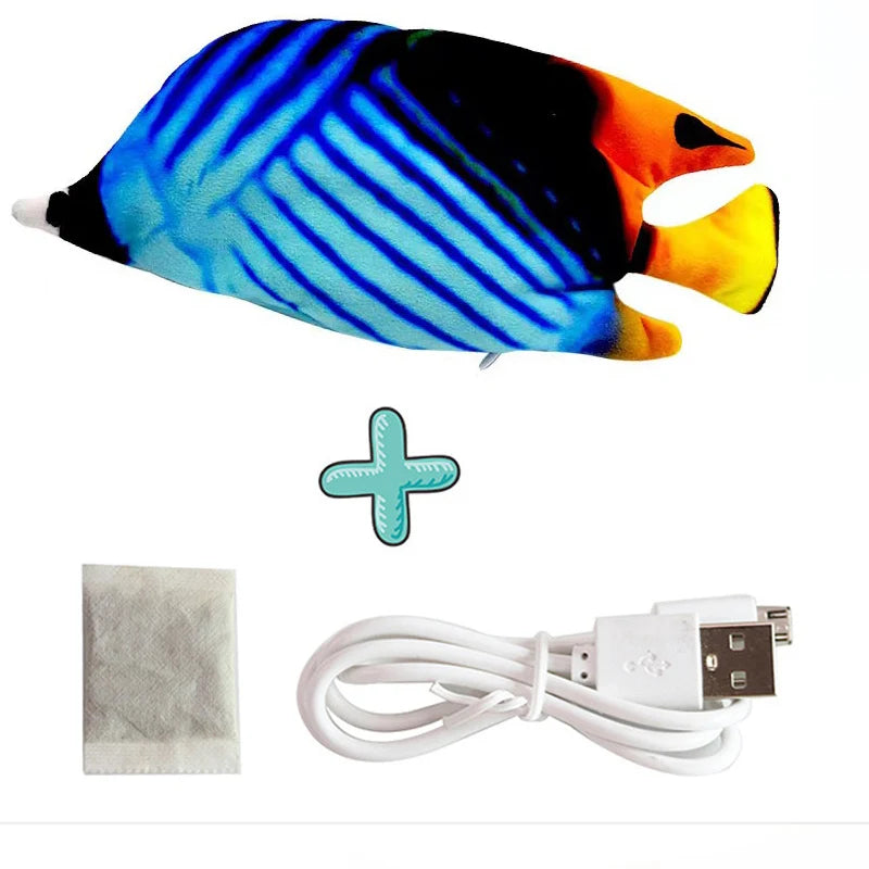 USB Rechargeable Floppy Fish Cat Toy – Realistic 3D Electric Kicker with Motion Sensor, Catnip & Sound – Interactive Chew Toy for Cats and Small Dogs
